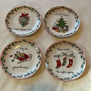 Certified International Christmas Saucers Plates 6 In Set 4 Mistletoe Berries
